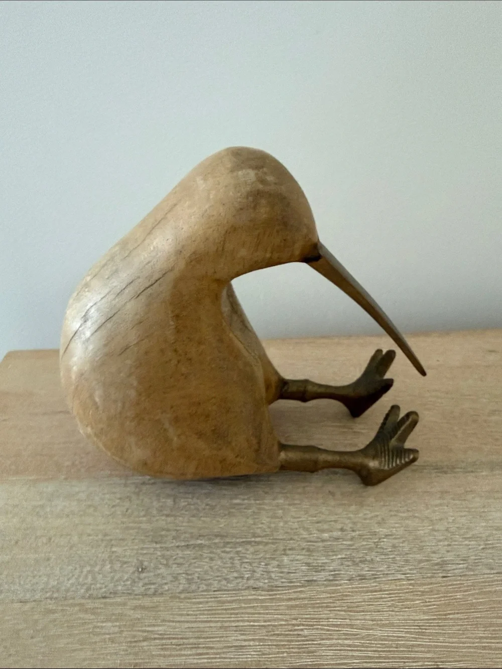 Crate & Barrel Kiwi Bird Figurine - Brown Decorative Bird Sculpture